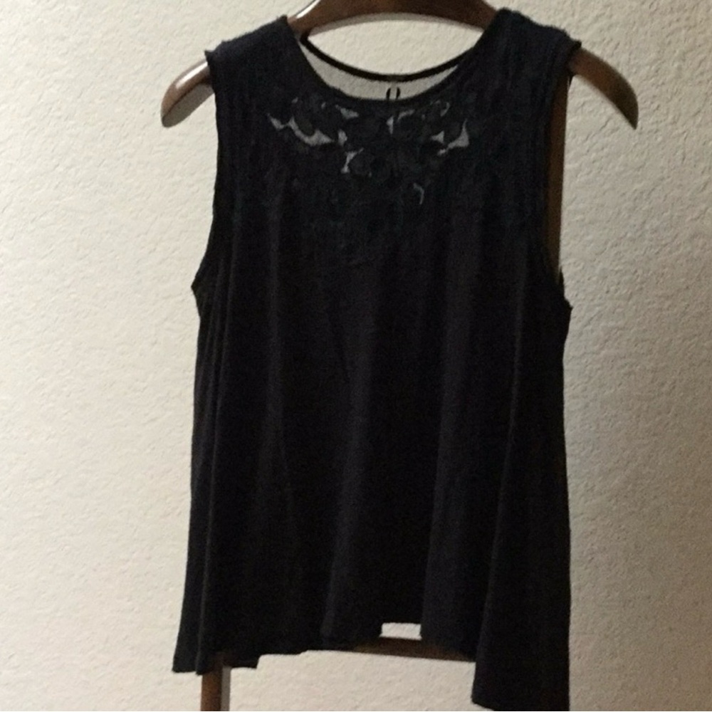 Free People Black Sleeveless Lace Yoke Camisole - Picture 3 of 6